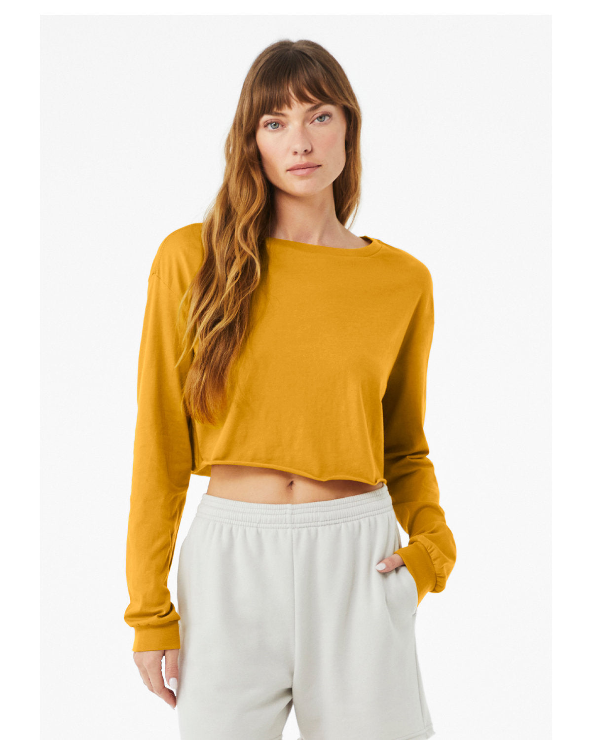 Bella + Canvas 6501B Women's Cropped Long Sleeve T-Shirt - Soft Cotton Tee for Casual Wear, Workout & Layering