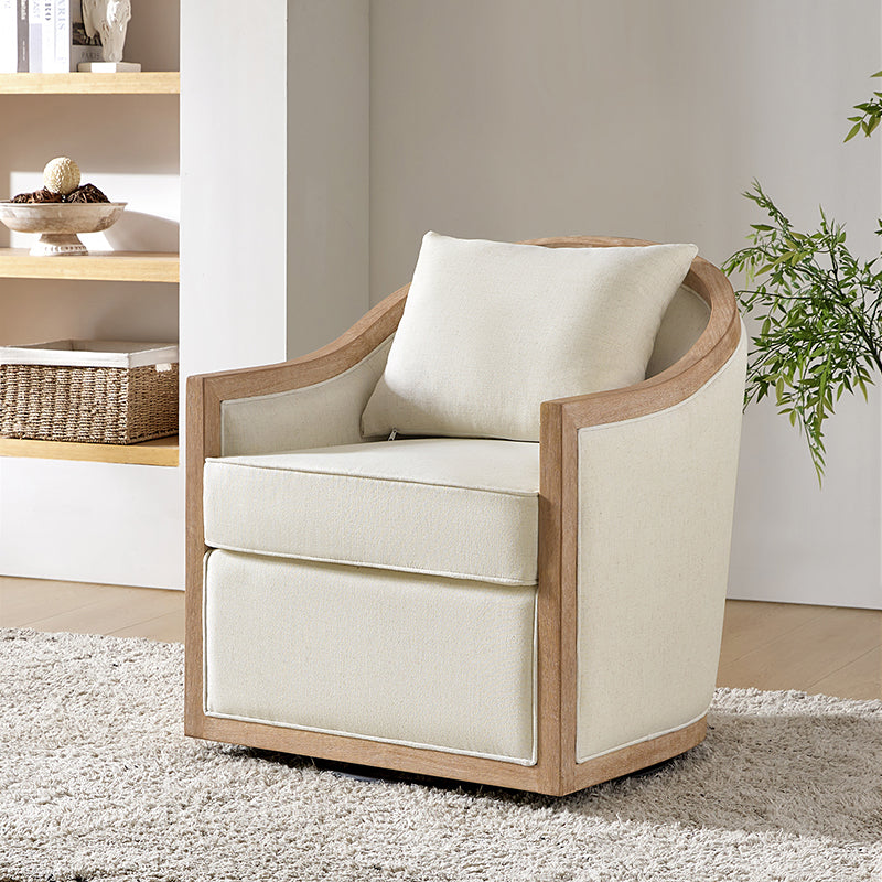 Farmhouse Swivel Chair with Toss Pillows - Percy Jess Cozy Accent Chair for Living Room, Bedroom & Reading Nook - Perfect for Relaxing and Home Decor