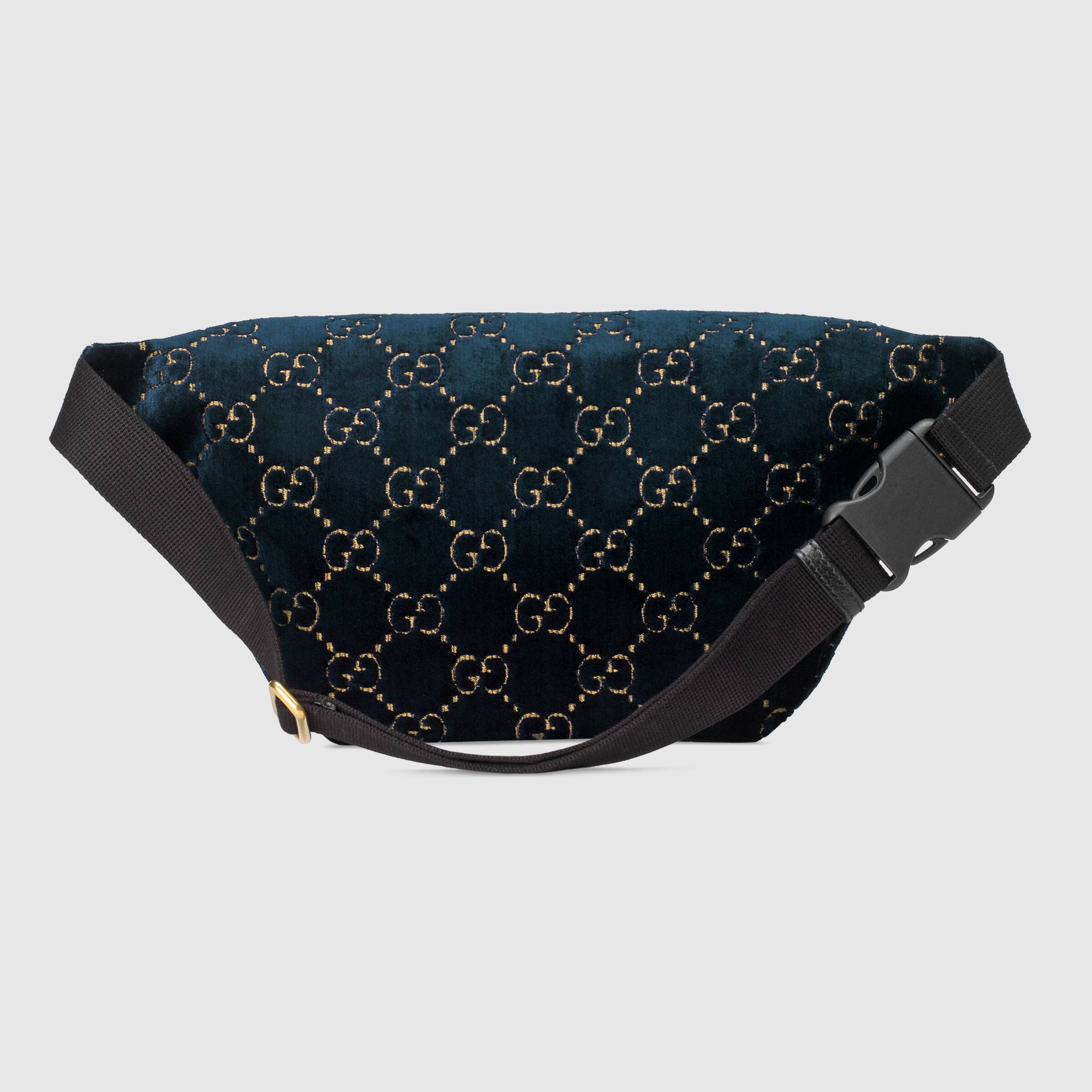 GG Velvet Belt Bag for Women - Dark Blue Crossbody Fanny Pack - Perfect for Travel, Running, and Everyday Use