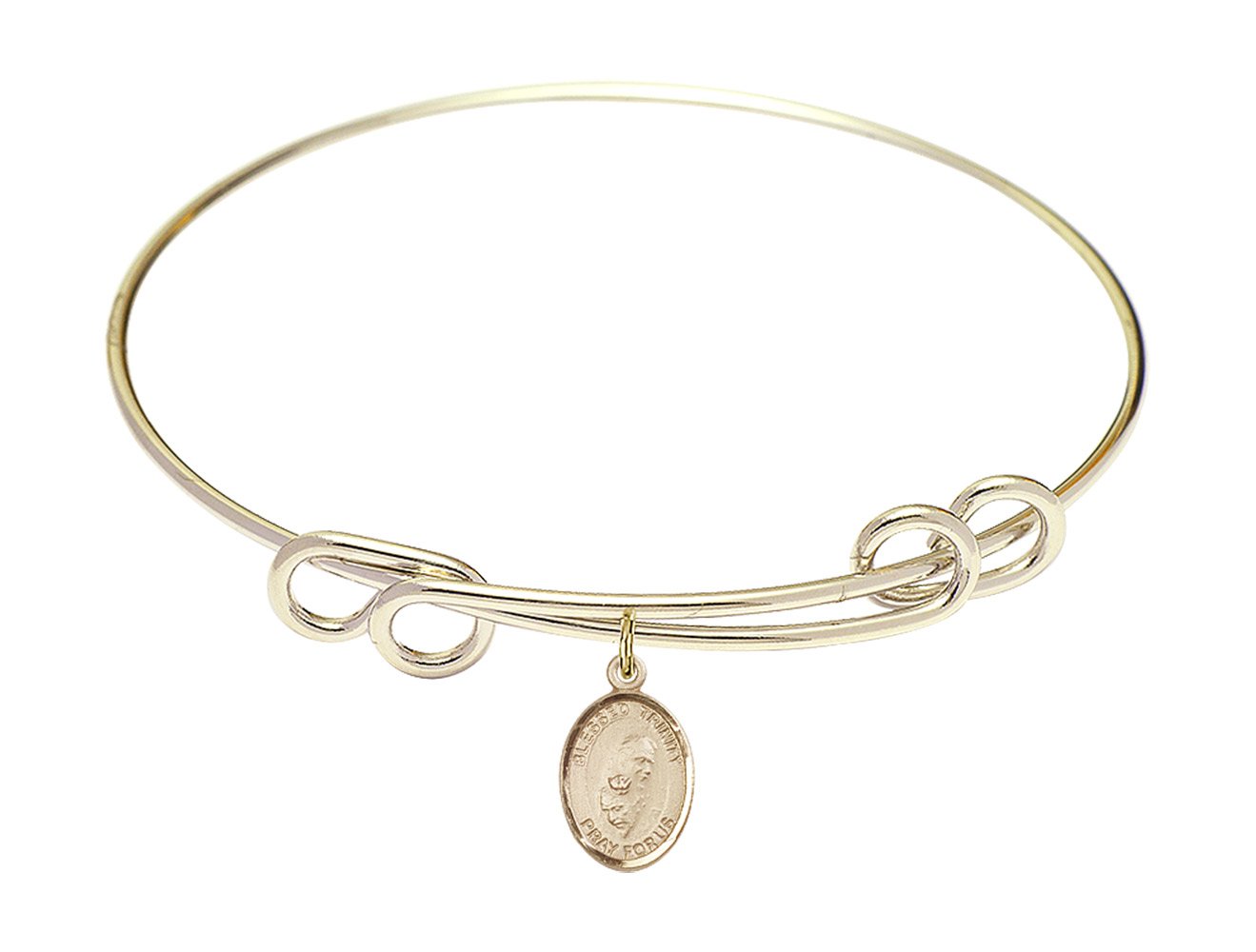 F A Dumont 8.5 Inch Round Double Loop Bangle Bracelet with Blessed Trinity Charm - Elegant Jewelry for Women, Perfect for Weddings, Parties & Special Occasions