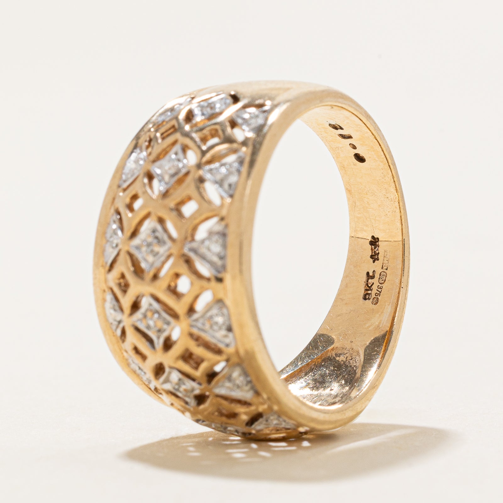 0.11ctw Diamond Openwork Dome Ring - Size 7.25 - Elegant Stackable Band for Women | Perfect for Weddings, Anniversaries & Everyday Luxury Jewelry
