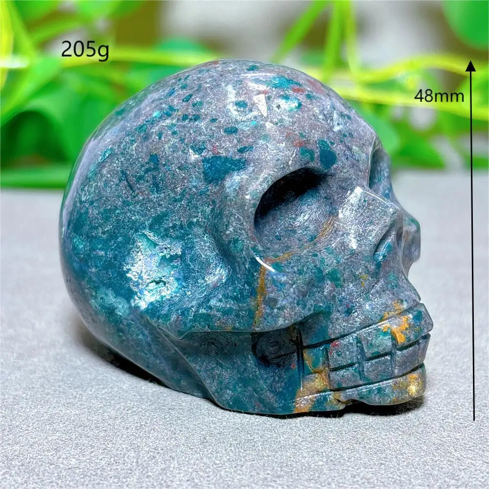 Natural Ocean Jasper Skull Crystal - Healing Quartz Stone for Meditation, Energy Work & Spiritual Gifts | Halloween Decor, Mineral Collection & Craft Supplies | Perfect for Home Altar, Yoga Space & Witchy Aesthetic