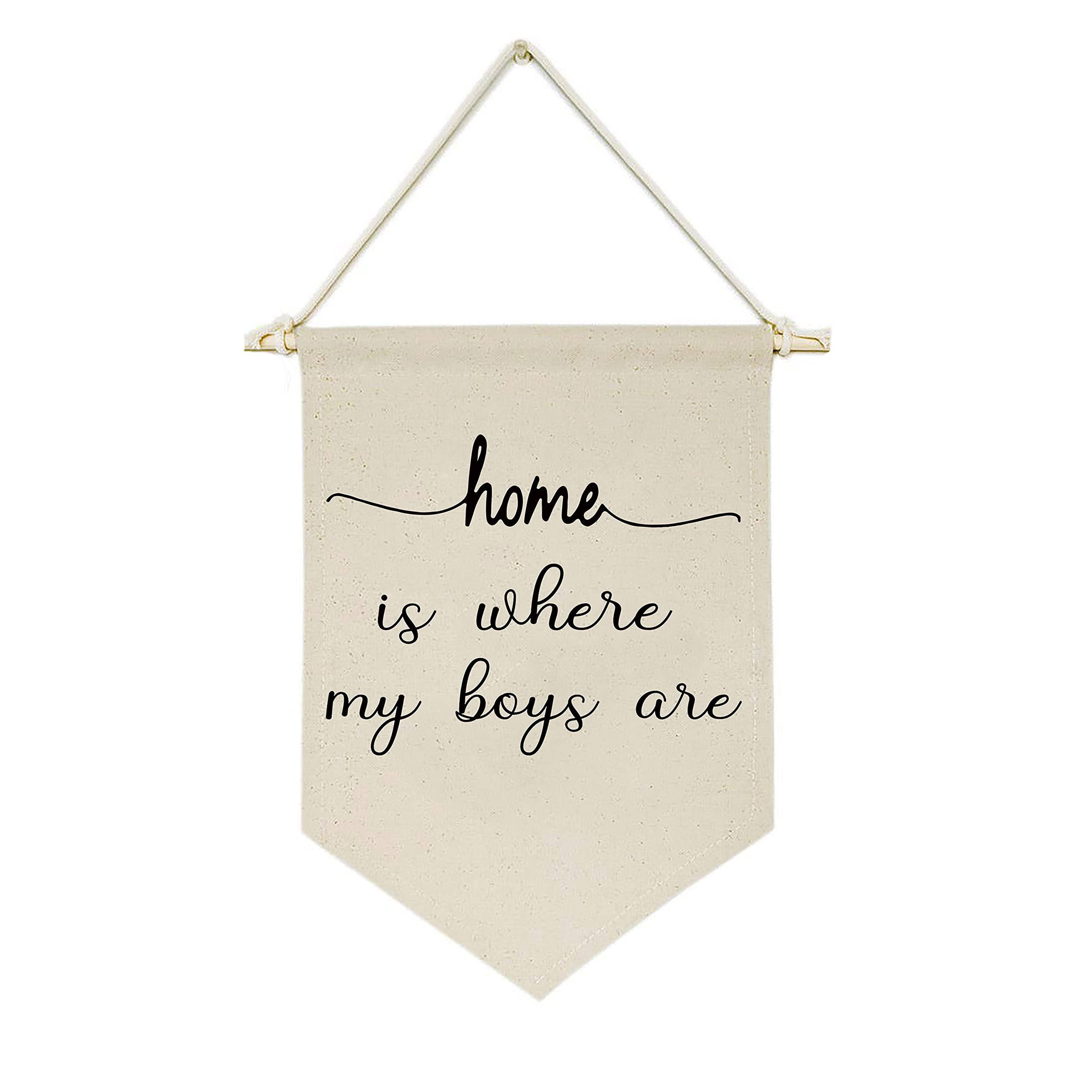 Boys Nursery Room Decor - Rustic Canvas Hanging Flag Banner Wall Sign for Kids Bedroom, Front Door & Porch | 'Home is Where My Boys Are' Housewarming Gift | Perfect for Gallery Walls, Baby Showers & New Home Decor