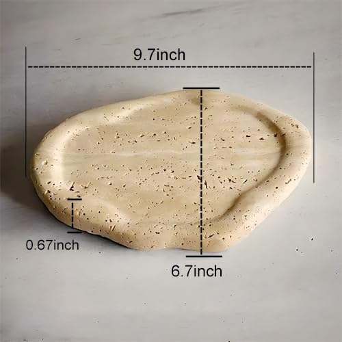 Handcrafted Marble Tray for Jewelry Storage, Food Display & Home Decor - Natural Stone Vanity Organizer for Dresser, Bathroom & Office (Non-Resin/Ceramic) | Perfect for Jewelry Organization, Makeup Display & Luxury Home Decor