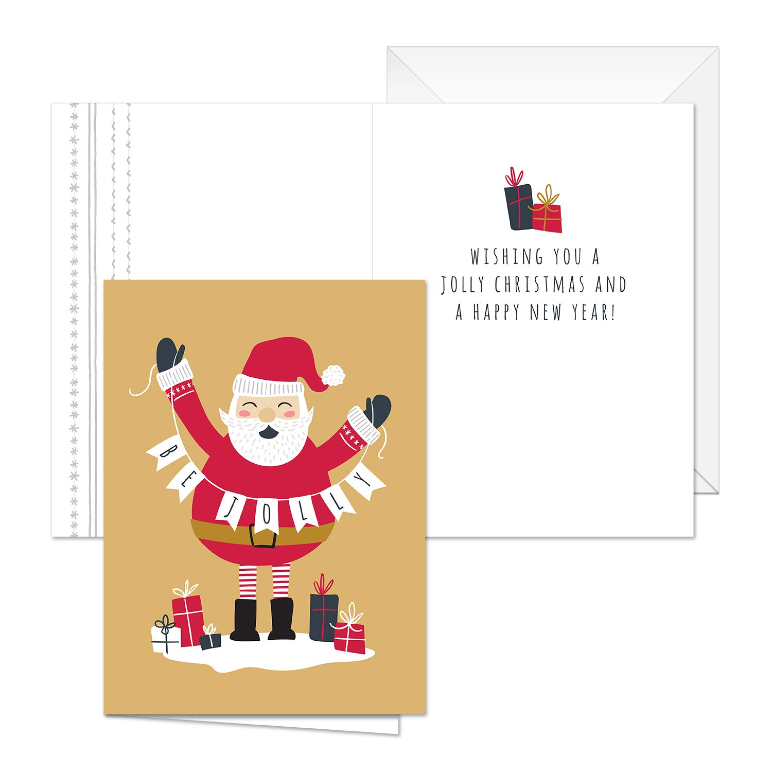 25 Christmas Cards with White Envelopes - 5 Modern Winter Designs (4 5/8
