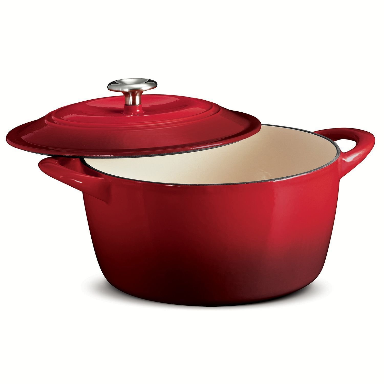 TRAMONTINA 6.5 Quart Round Dutch Oven - Enameled Cast Iron Cookware with Ombre Red Finish | Perfect for Braising, Stewing & Baking Bread | Stovetop to Oven Safe