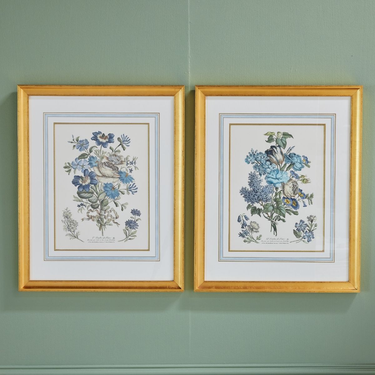 Blue Floral Bouquets - 2 Pack Artificial Silk Flowers for Home Decor, Wedding Centerpieces & Party Arrangements