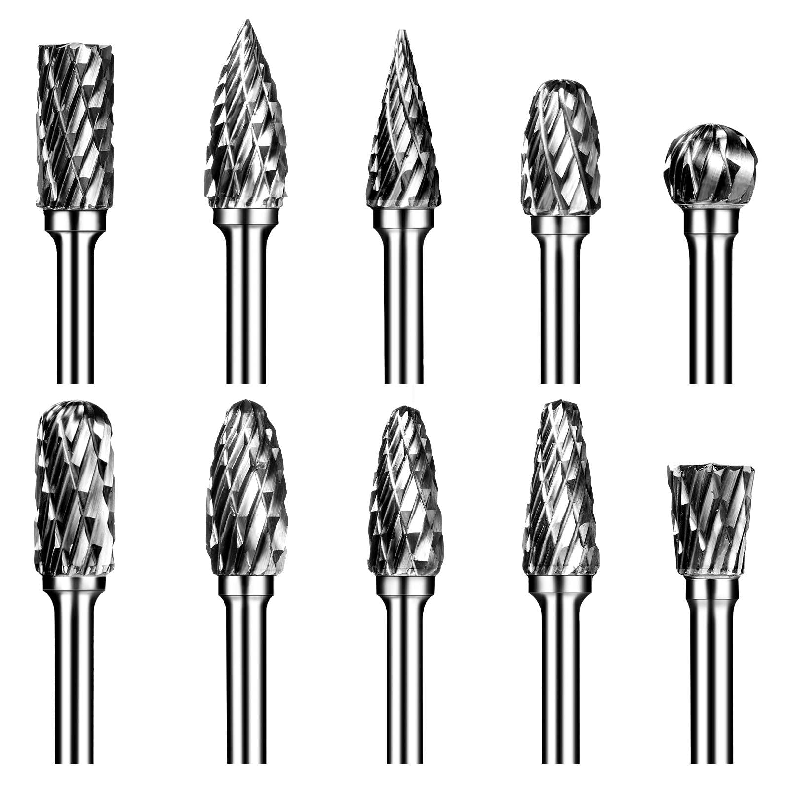 10-Piece Tungsten Carbide Burr Set - 1/8