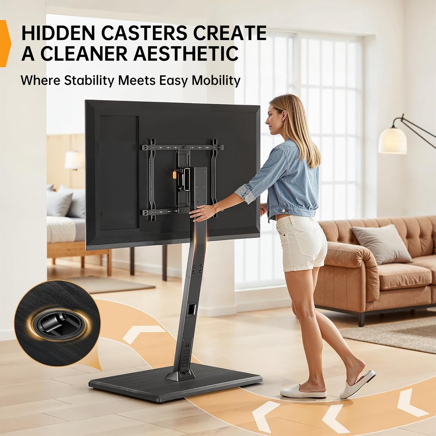 Perlegear Rolling TV Stand with Power Outlet - Adjustable Height Mobile TV Cart for 30-60 Inch TVs, 88 lbs Capacity, Tilt & Swivel Base with Hidden Casters, Max VESA 400x400mm (PGTVMC20) - Perfect for Living Rooms, Bedrooms, and Home Theaters