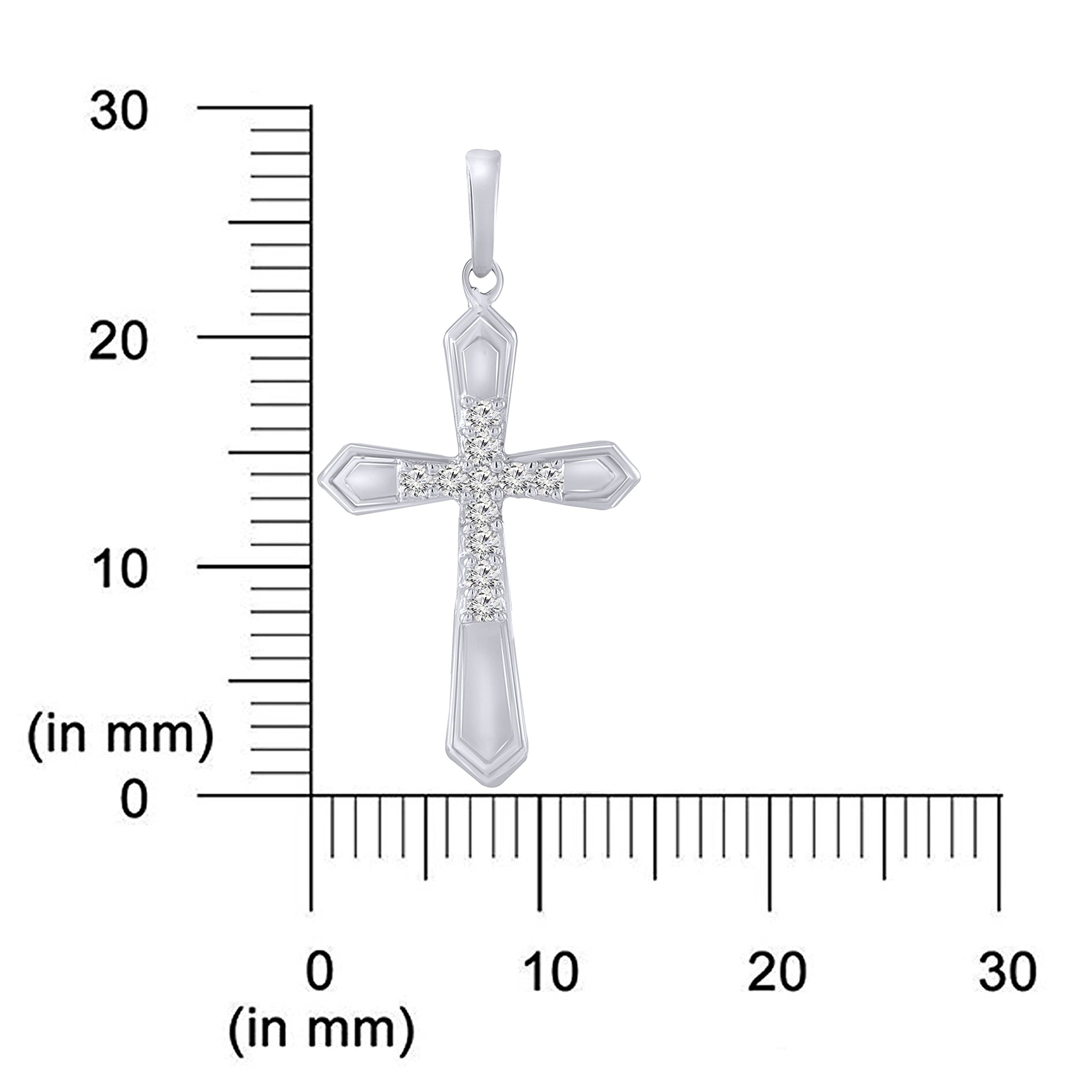 0.13 CTTW Faith Hope Love Cross Pendant Necklace - 925 Sterling Silver Women's Jewelry for Christmas & Birthday Gifts - Elegant Ladies Cross Necklace (I1-I2 Clarity) - Perfect for Church, Weddings & Everyday Wear