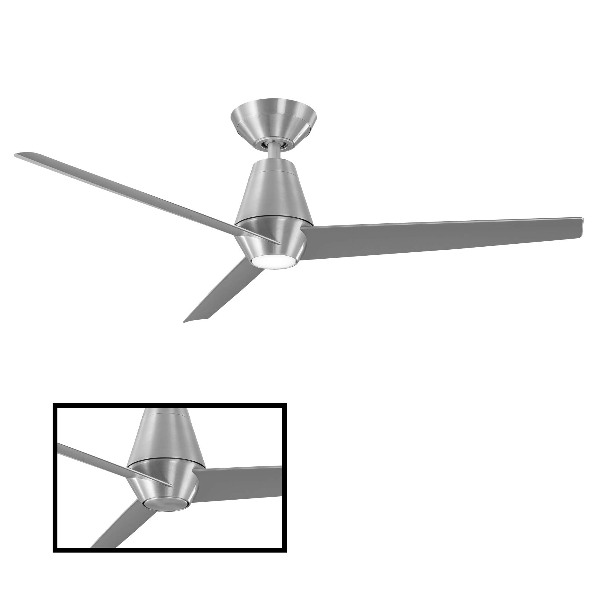 Slim Smart 3-Blade Ceiling Fan 52in Brushed Aluminum with 2700K LED Light Kit, Remote Control, Alexa & Google Assistant Compatible, Ideal for Living Room, Bedroom, and Patio