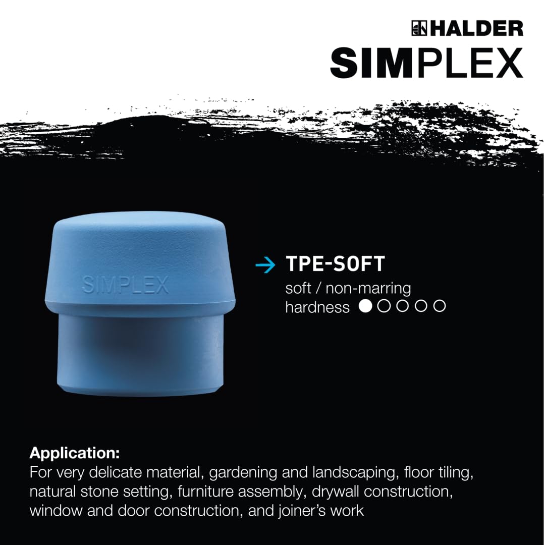 Simplex 80 Mallet - Soft Blue Rubber Head with Superplastic Inserts, Durable Cast Iron Housing & Wooden Handle - Perfect for Woodworking, Leather Crafting & DIY Projects