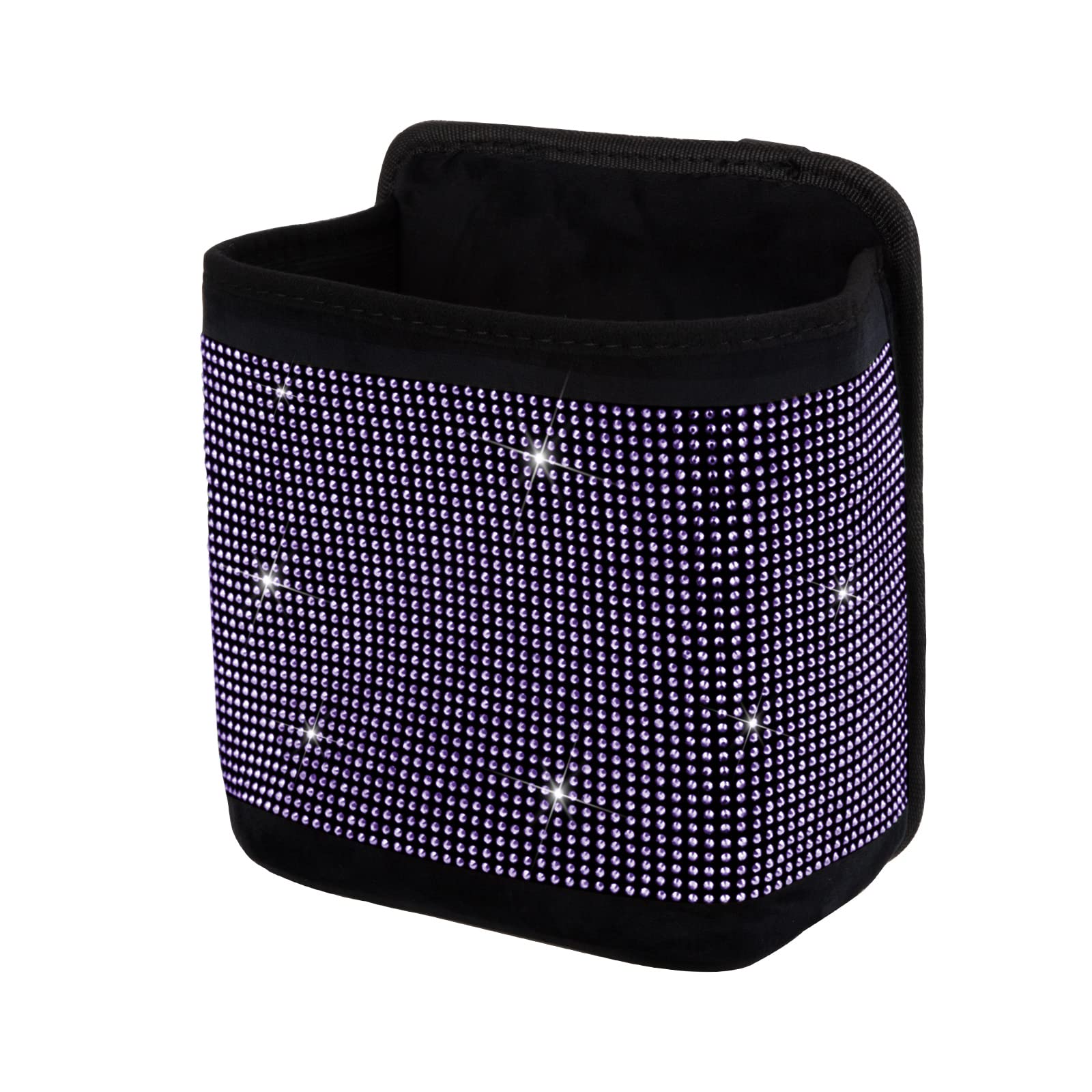 Bling Crystal Car Seat Organizer - Premium Front & Back Seat Travel Caddy Bag with Garbage Pocket | Diamond Car Accessories (1-Pack, Purple) | Perfect for Road Trips, Commuting & Family Travel