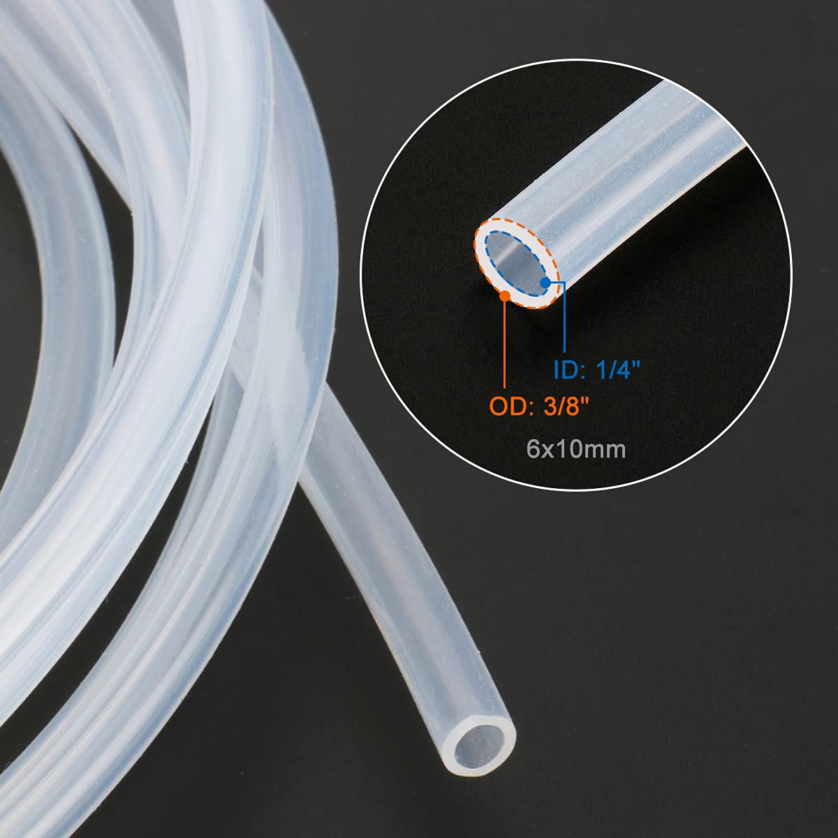 Baomain 6mm (1/4 Inch) Silicone Vacuum Hose Tubing - 16.3 Foot (5M) for Home Brewing, Aquariums, Medical Equipment & Laboratory Use