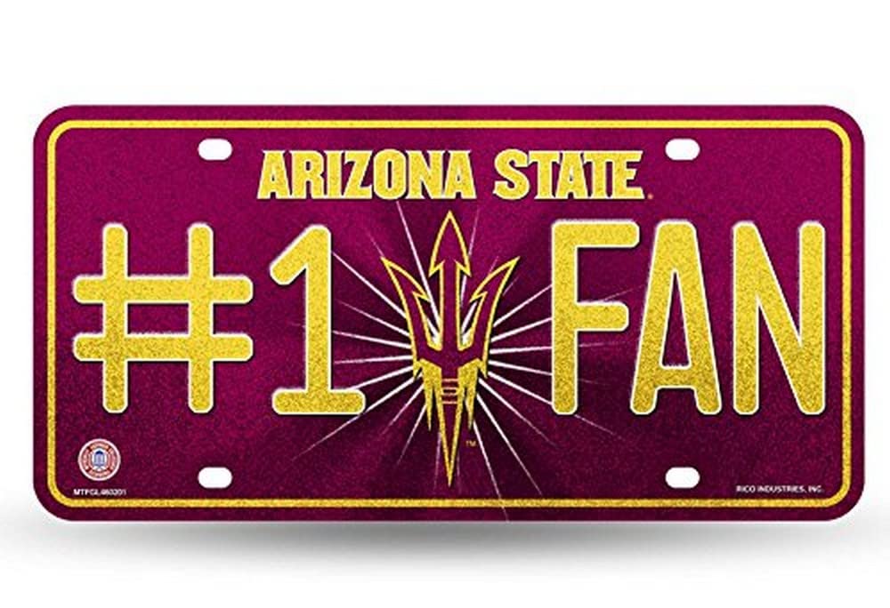 Rico NCAA Bling #1 Fan Metal Auto License Plate Tag - Perfect for Tailgating, College Football Games & Car Decorations