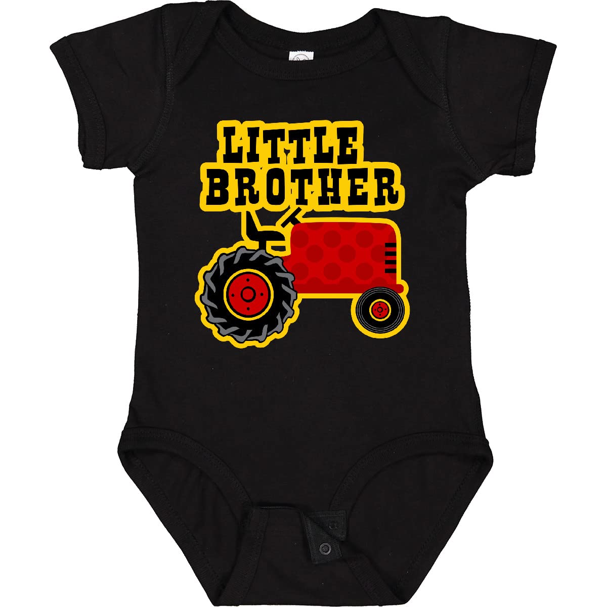 Inktastic Red Tractor Little Brother Baby Bodysuit - Cute Farm-Themed Onesie for Newborns & Infants - Perfect for Sibling Matching Outfits, Family Photos & Farmhouse Nursery Decor
