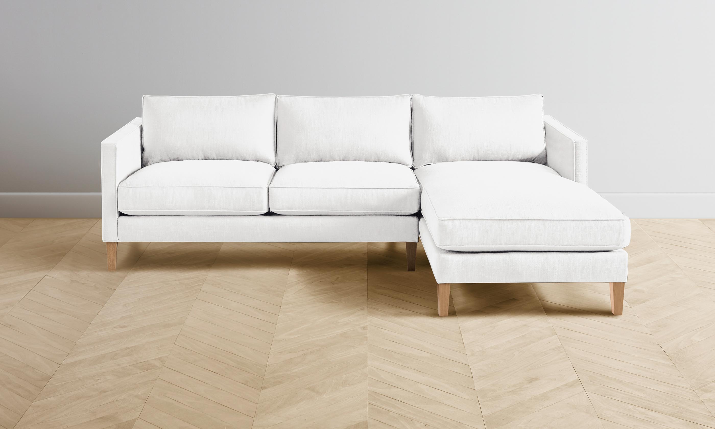 Crosby Sectional Sofa - Performance Linen Weave Fabric in Pure White | Modern Living Room Furniture for Home & Office