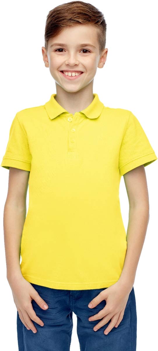 Boys' Yellow Short Sleeve Polo Shirt Size 10 - Pack of 36 - Comfortable Cotton School Uniform & Summer Casual Wear for Kids