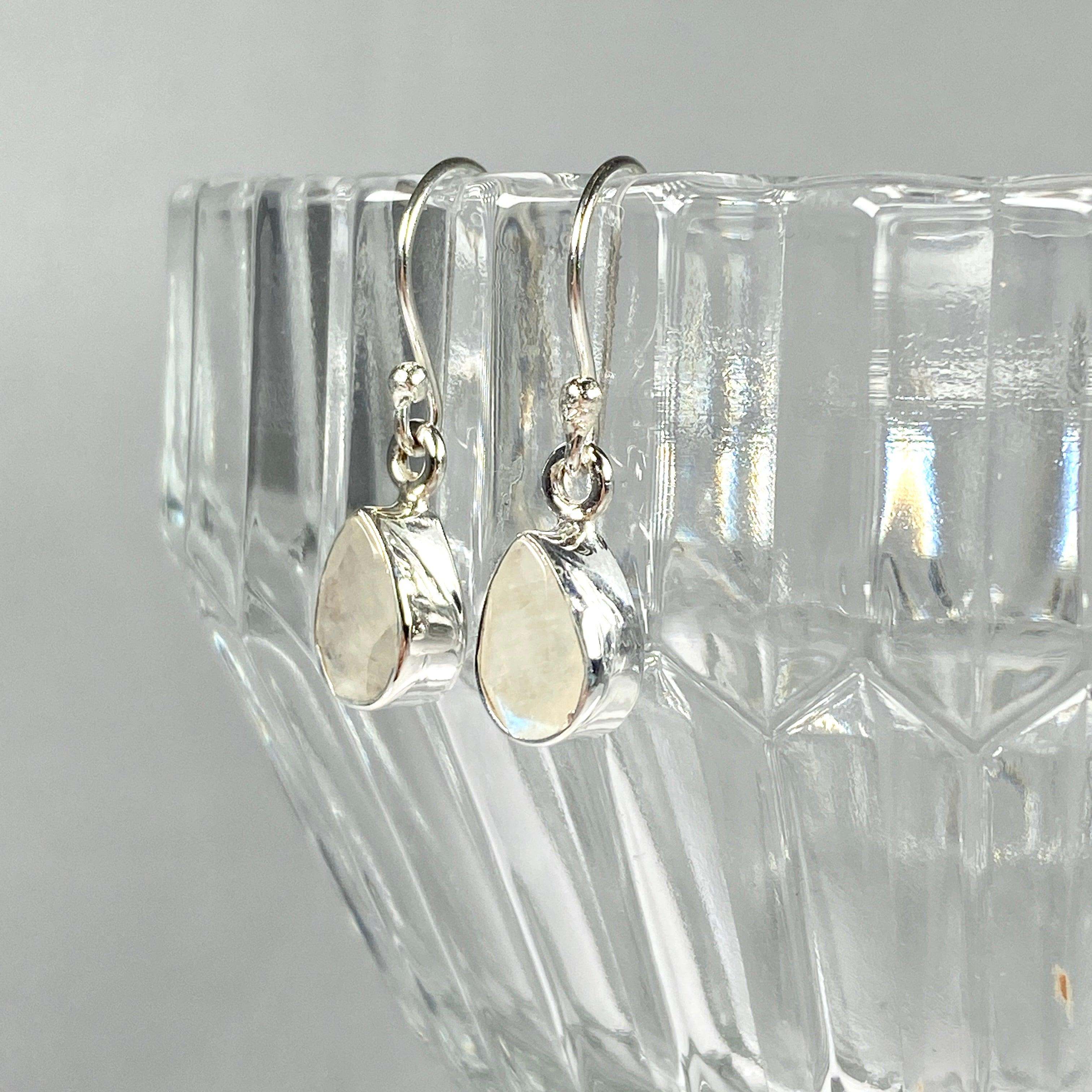 Moonstone Petite Teardrop Faceted Earrings - Dainty Silver Jewelry for Women - Perfect for Weddings, Date Nights & Special Occasions