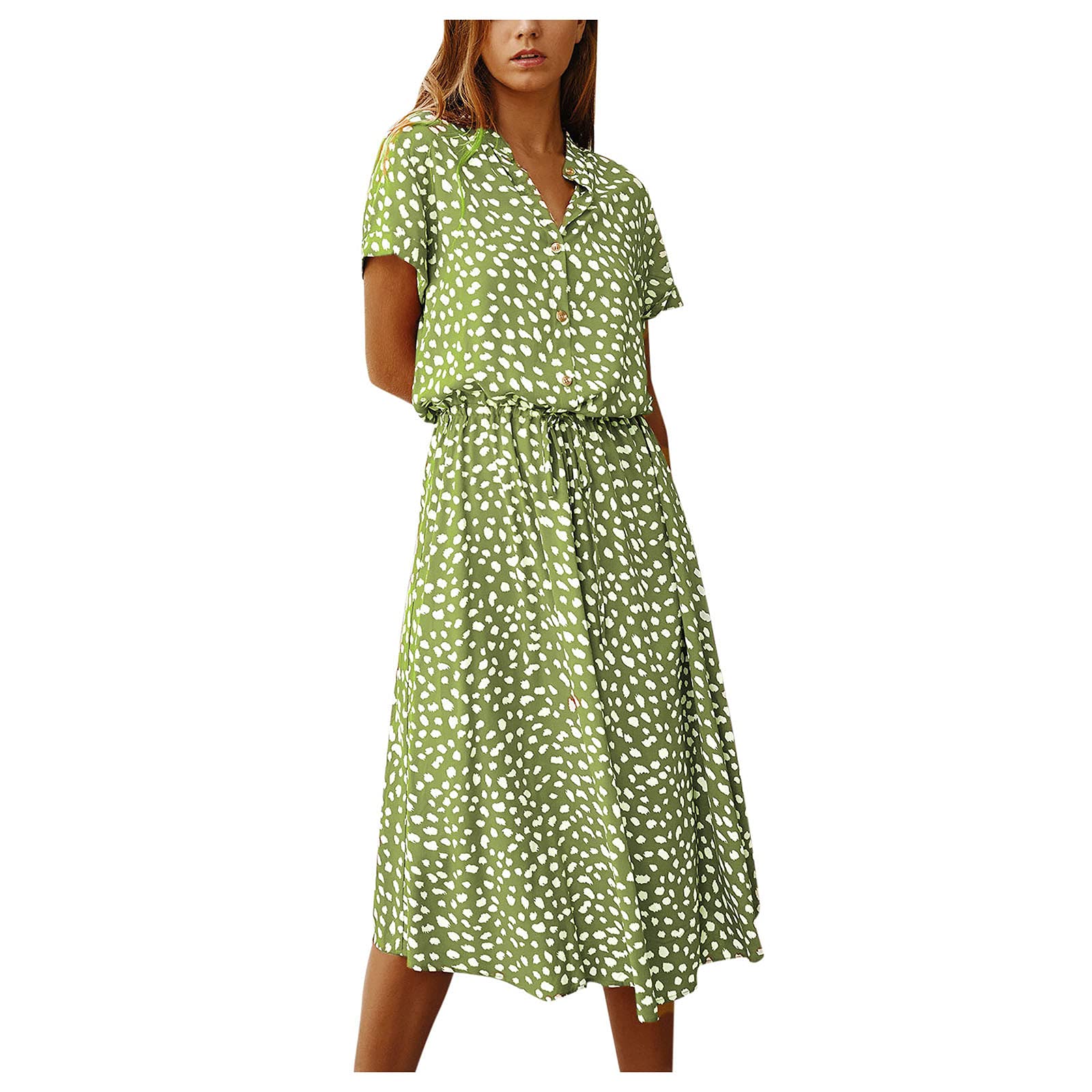Women's Flowy Swing Tunic Dress - Summer Casual Short Sleeve Irregular Print Dress for Beach, Vacation & Everyday Wear