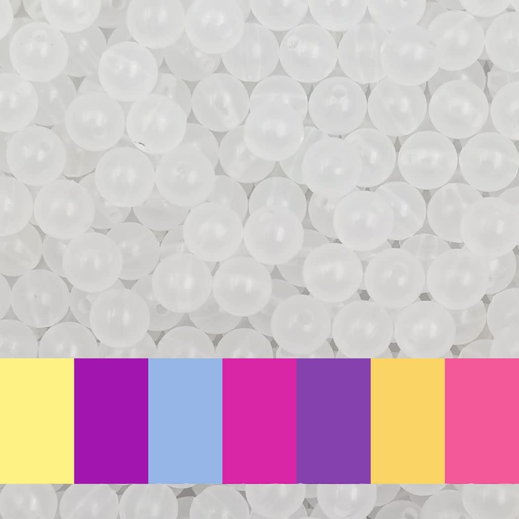 8mm UV Reactive Round Plastic Beads - 700pcs Color Changing Beads for DIY Jewelry Making, Bracelet Crafting - Perfect for Kids Crafts, Party Favors & UV Light Projects