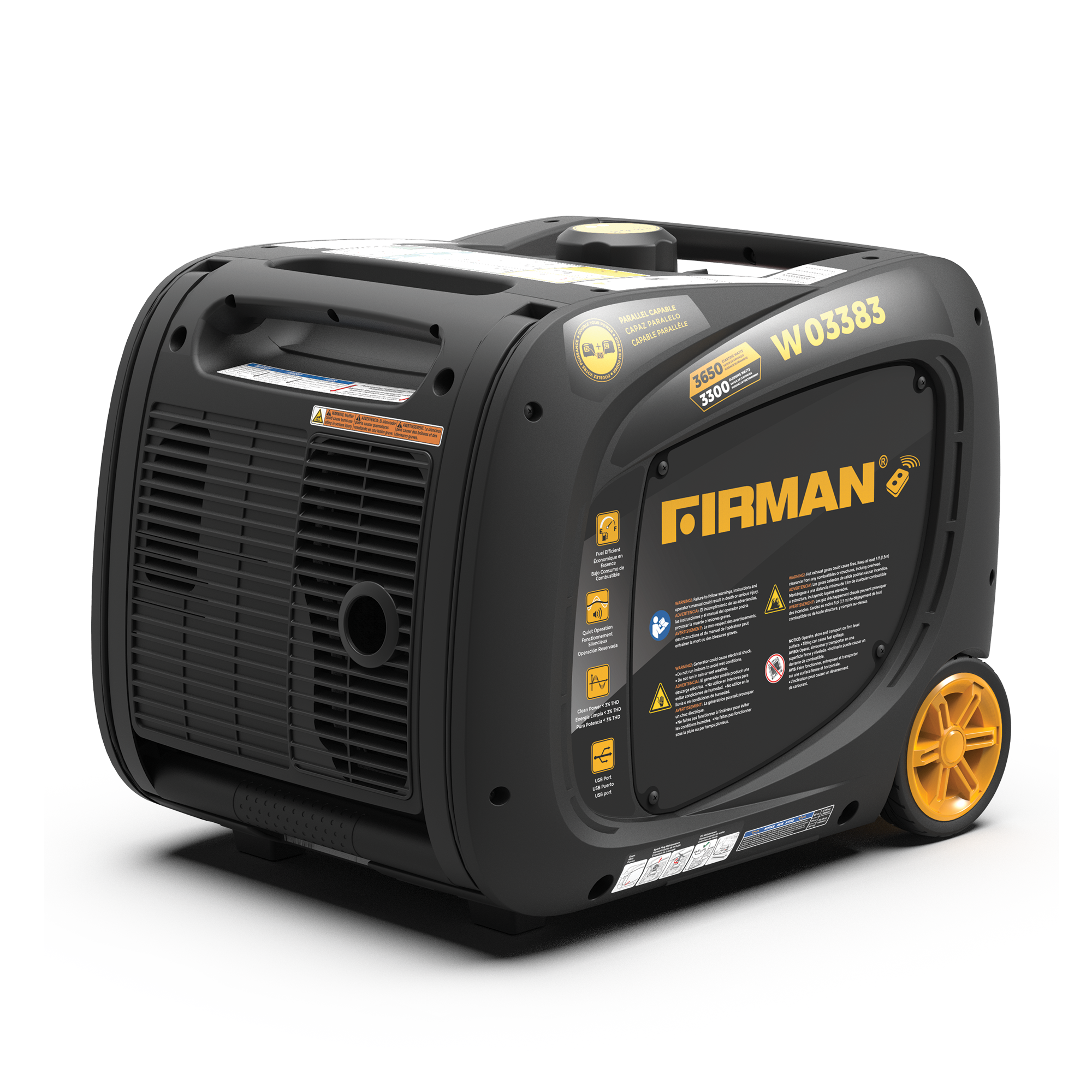 Refurbished 3650W Portable Inverter Generator with Remote Start - Perfect for Camping, RV Trips, and Emergency Power Backup