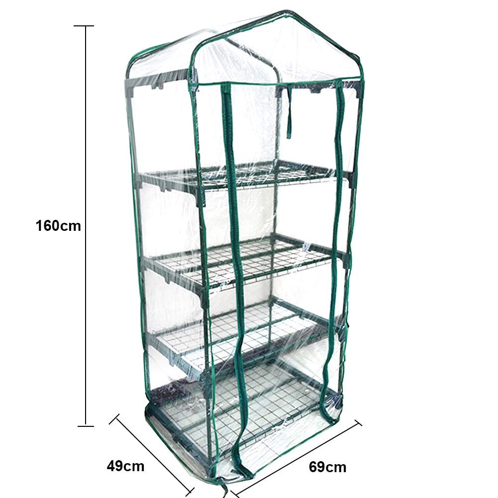 4 Tier Greenhouse Replacement Cover - Portable Grow Tent for Plants, Flowers & Vegetables - Cold, Frost, Wind & Rain Protection - Ideal for Indoor & Outdoor Gardening, Backyard & Patio Use