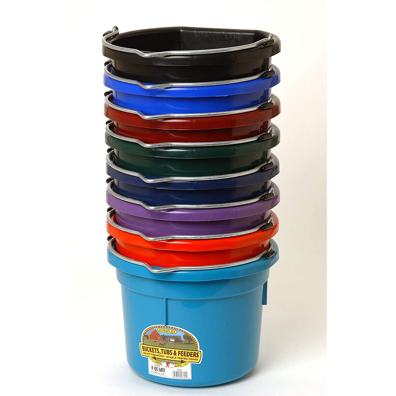 Little Giant P8FBPURPLE 2 Gallon Heavy Duty Plastic Buckets - All Purpose Farm & Household Use for Supplies, Toys, Laundry, Water Storage (4 Pack, Purple) - Ideal for Gardening, Cleaning, Organizing & Outdoor Activities