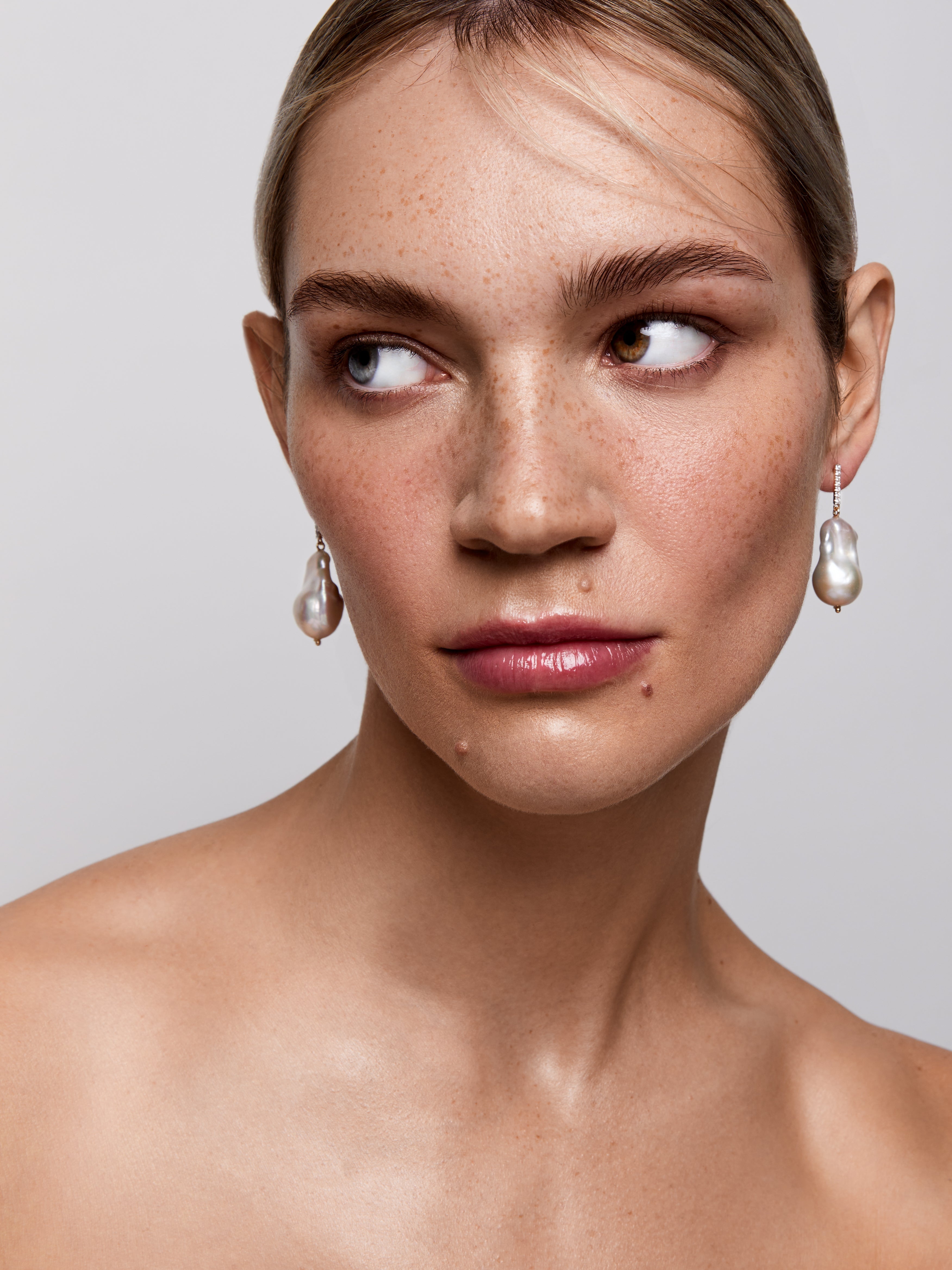 14K Gold Diamond Baroque Pearl Earrings for Women - Elegant Drop Dangle Jewelry for Weddings, Parties & Special Occasions