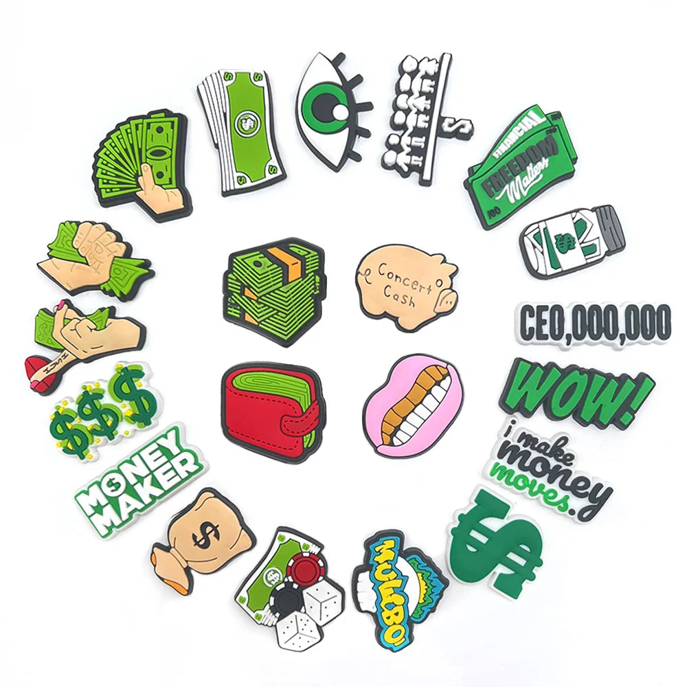 1PCS Cartoon Dollar Money DIY Slipper Accessories - PVC Shoe Charms for Kids & Adults - Fun Birthday Party Gifts & Shoe Decorations (Great for DIY Crafts, Costume Parties, and Unique Gift Ideas)