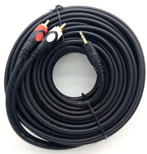 HITORE 3.5mm to RCA Audio Cable - Gold Plated Aux to RCA Adapter Cord (1.5m, Black) for Smartphone, Tablet, Speaker, MP3, TV, iPad, PC, Amplifier, Headphones - Perfect for Home Theater, Car Audio & DJ Equipment Connection