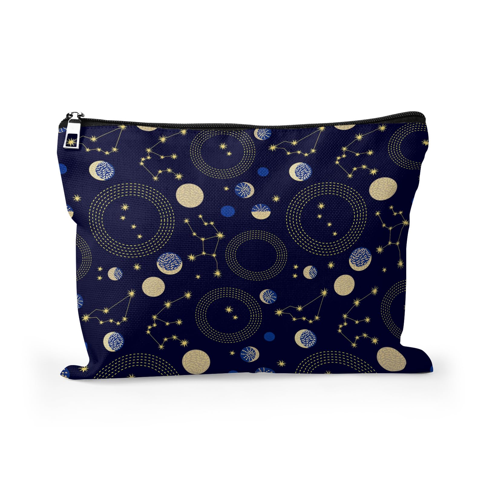 Retro Zodiac Sky Makeup Bag Large Cosmetic Organizer for Women - 10x8 Inch Travel Toiletry Bag with Zipper for Jewelry & Skincare Essentials | Perfect for Travel, Gym & Daily Use