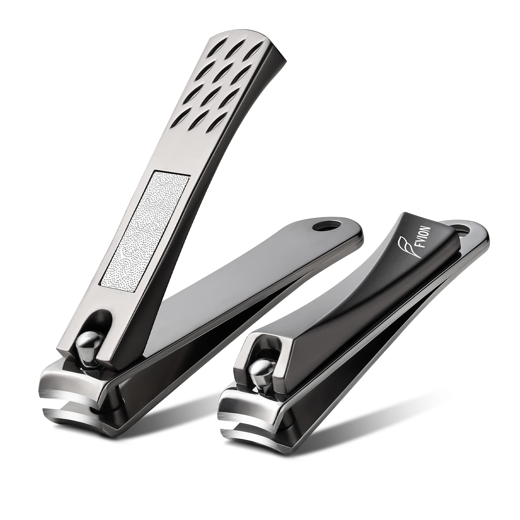 Premium Stainless Steel Nail Clippers Set for Men & Women - FVION Professional Fingernail & Toenail Clippers with Nail File for Thick Nails - Perfect for Home, Travel & Grooming Kits - Includes Gift Box