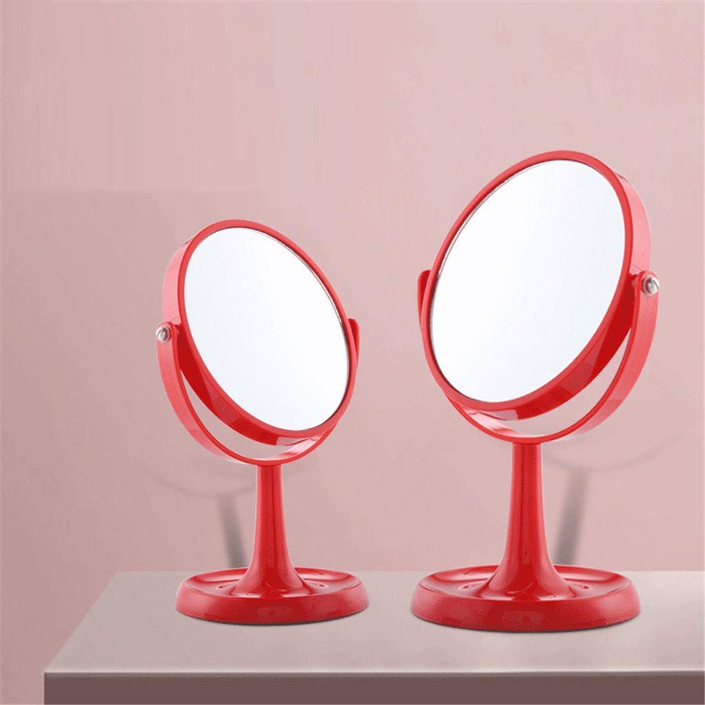 360° Rotating Double-Sided Makeup Mirror - Portable Vanity Mirror for Bedroom, Bathroom & Studio (Red, 10.9