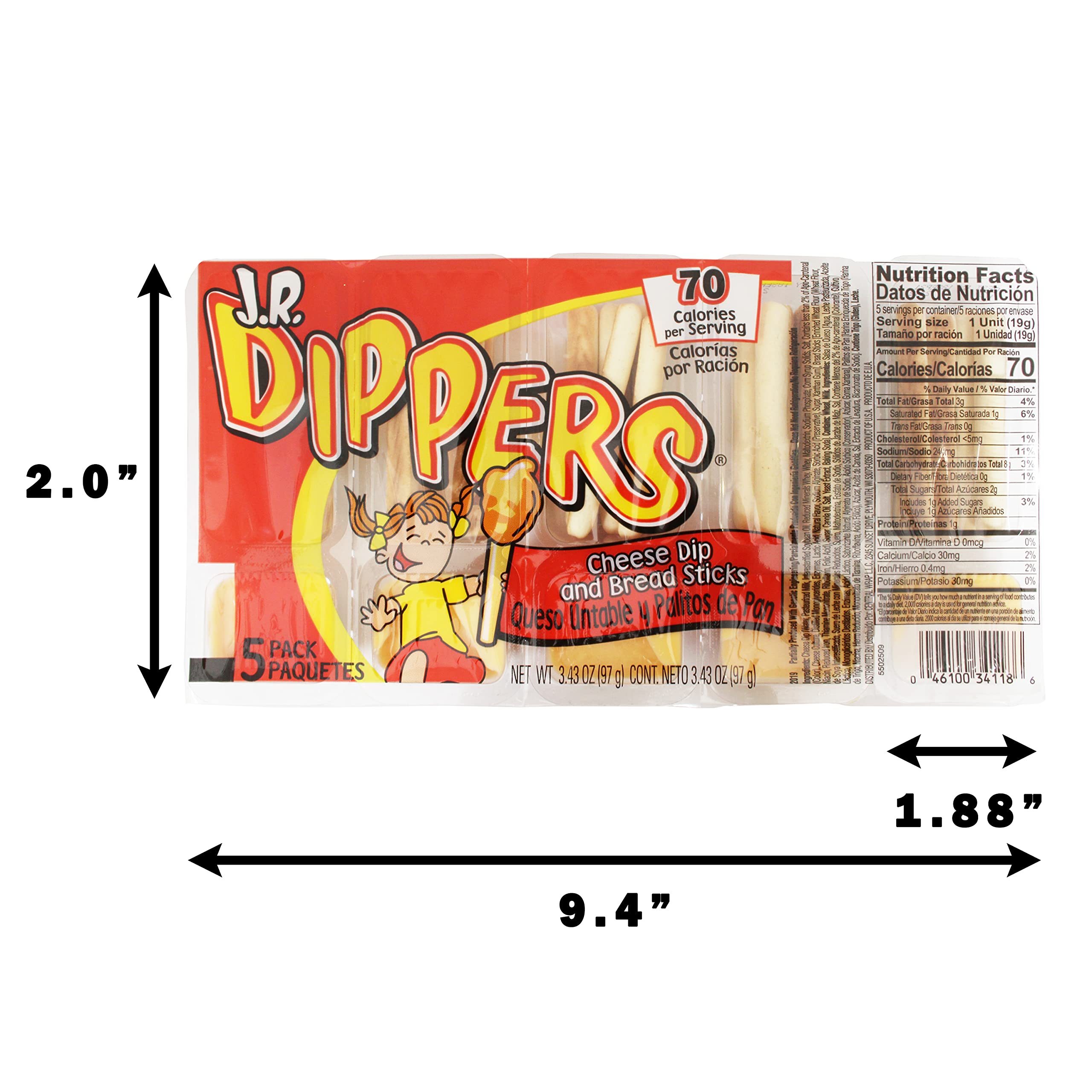 Delicious J.R. Dippers Cheese Dip & Bread Sticks Snacks (2 Packs) - Perfect for Parties, Movie Nights & Game Day Snacking