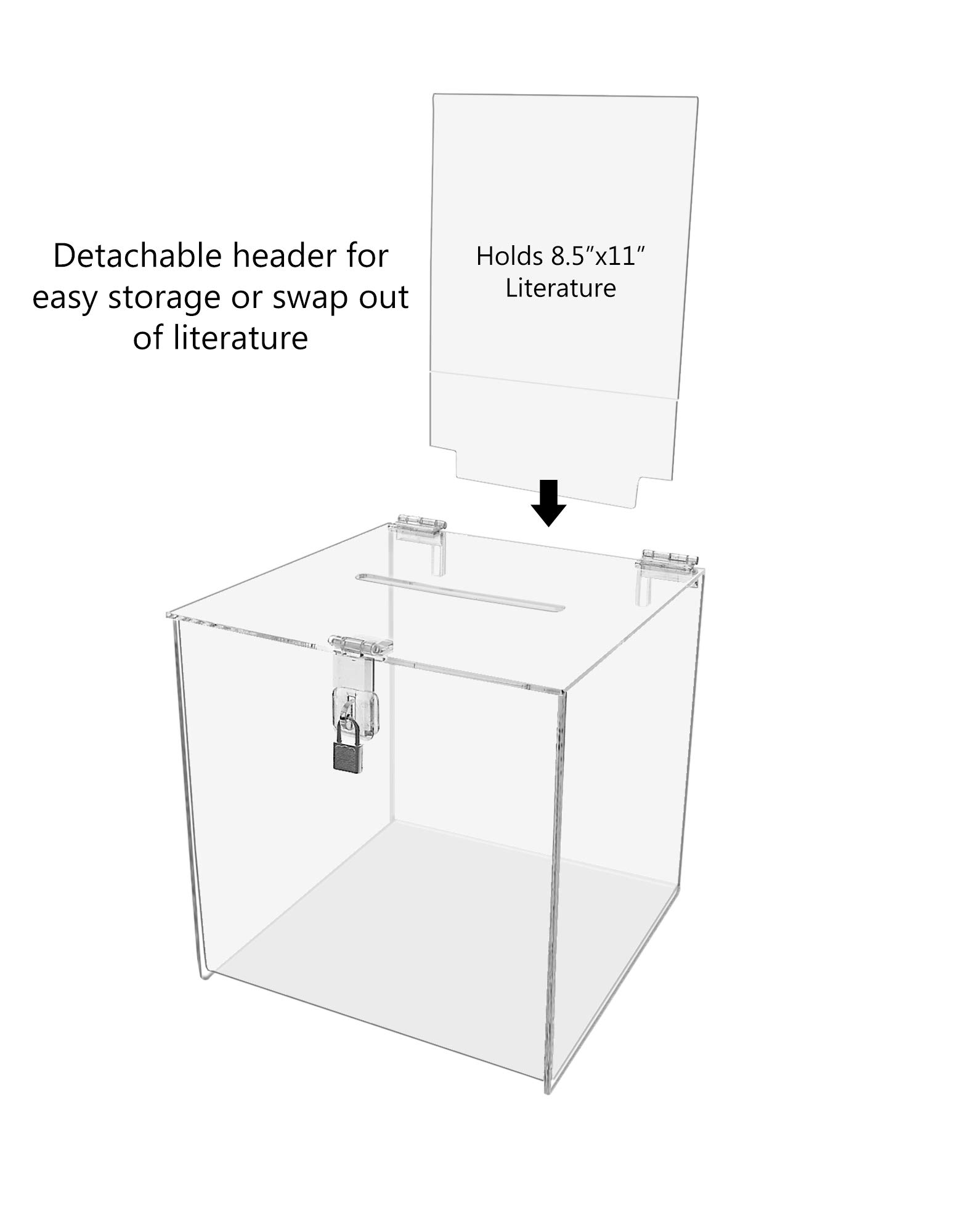 Secure Locking Ballot Box with Removable Sign Header - 12
