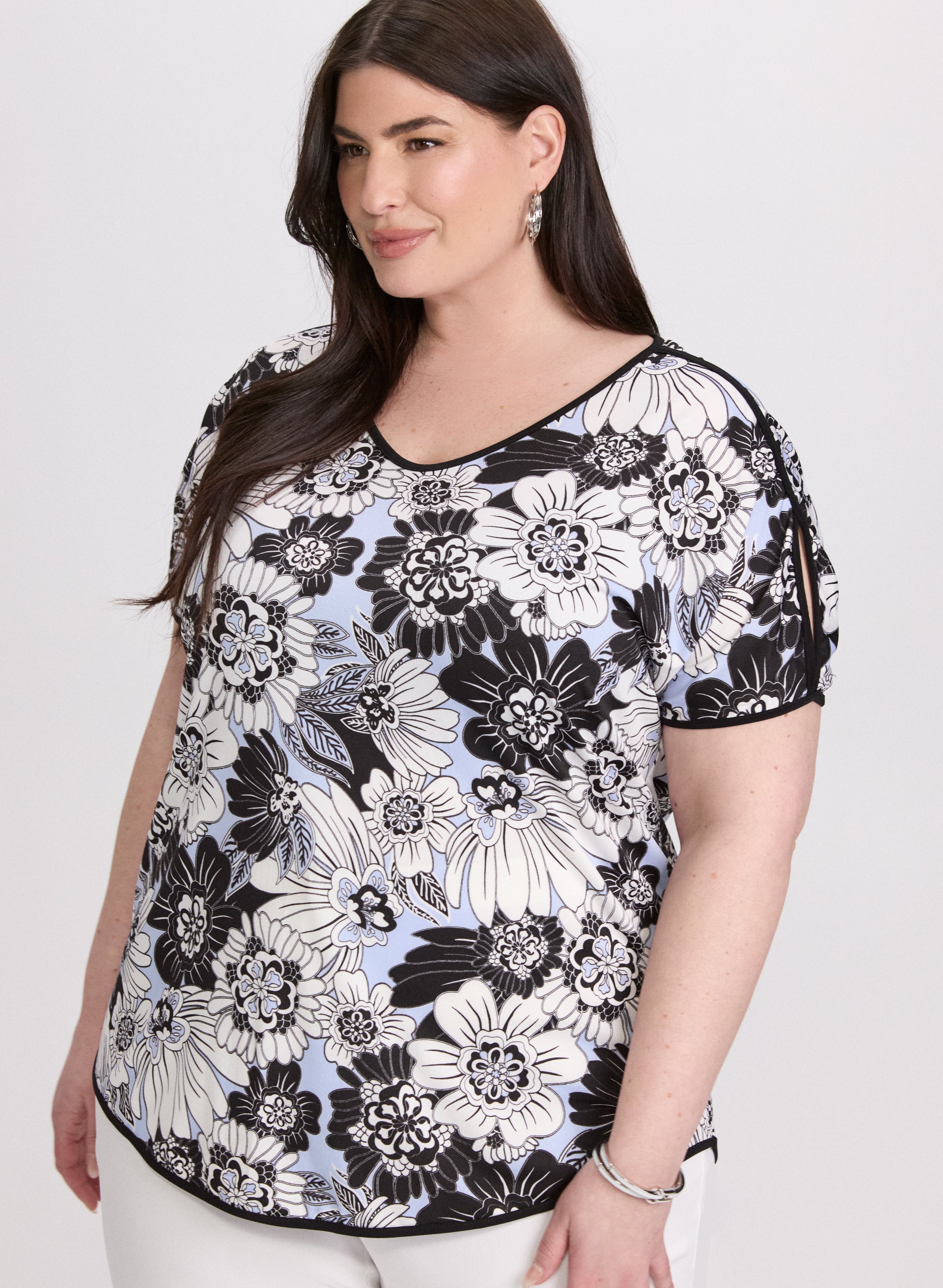 Floral Print Split Sleeve Blouse for Women - Elegant Boho Chic Tunic Top for Casual Outings, Date Nights & Summer Vacations