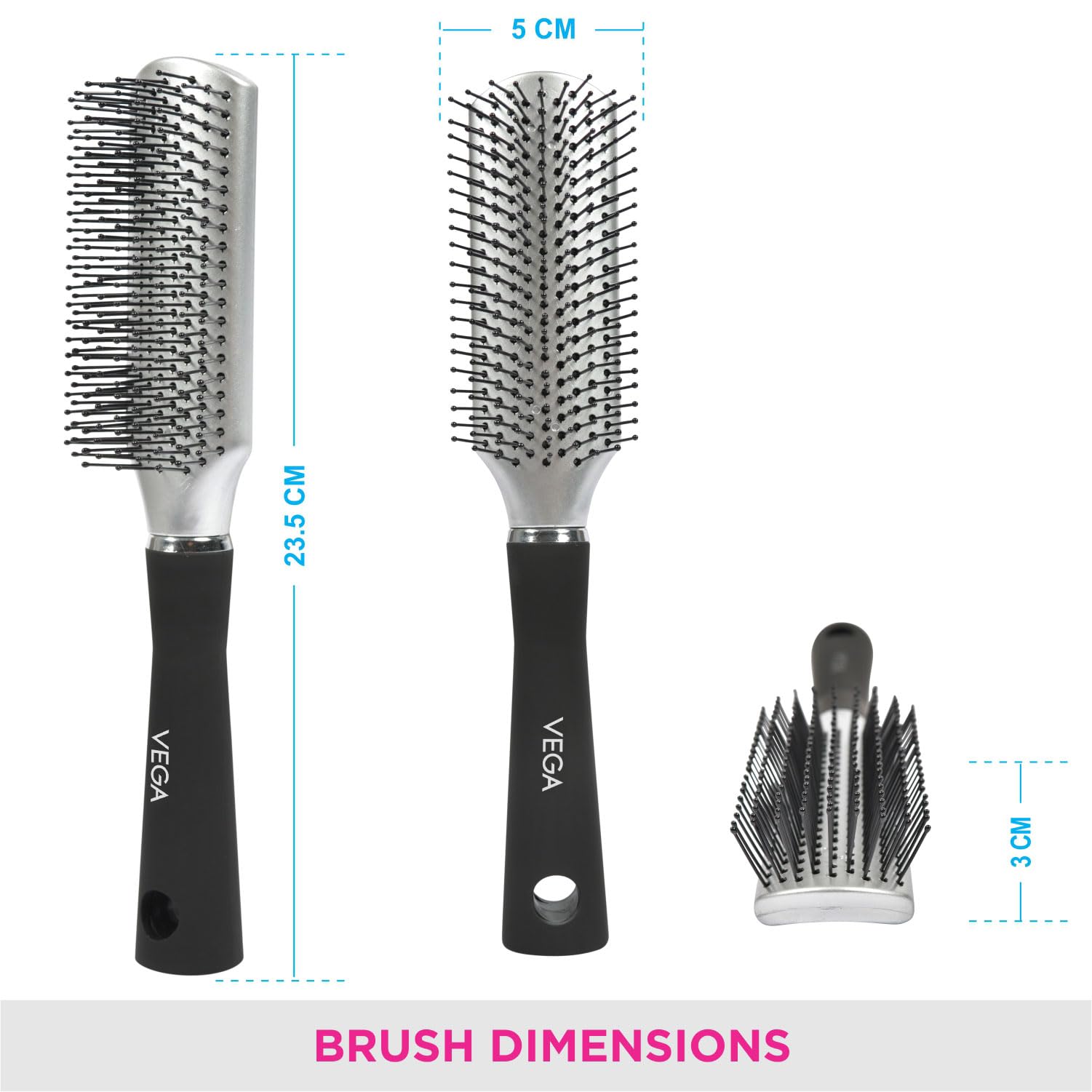 Vega Flat Hair Brush for Men & Women - India's No. 1 Hair Brush Brand (R10-FB) - Perfect for Smoothing, Detangling & Styling Hair at Home or Salon