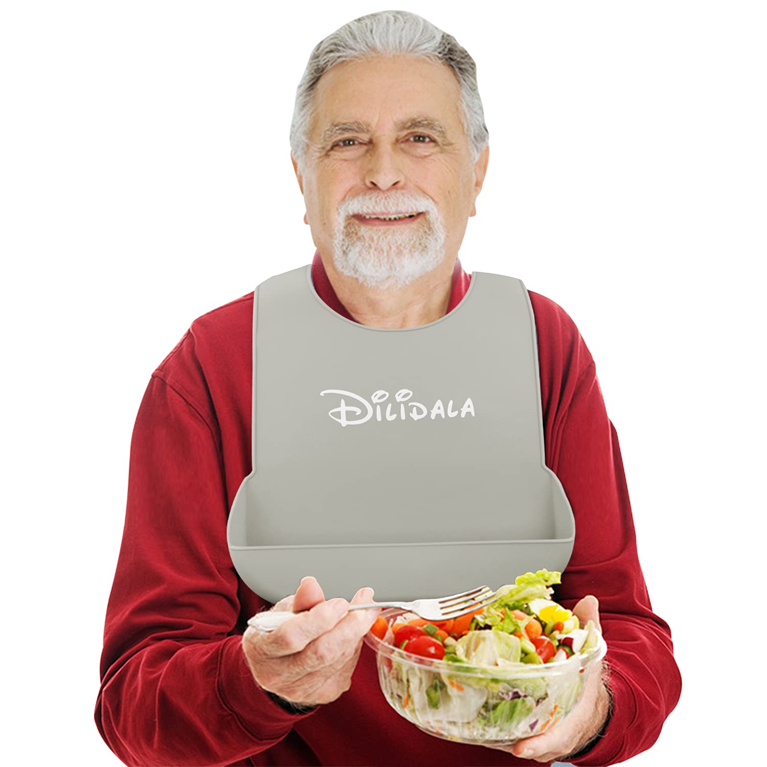 DEBON Adult Silicone Bibs - Reusable Waterproof & Washable Drool & Crumb Catcher - Clothing Protector for Elderly, Disabled & Patients - Perfect for Mealtime, Nursing Care & Daily Use