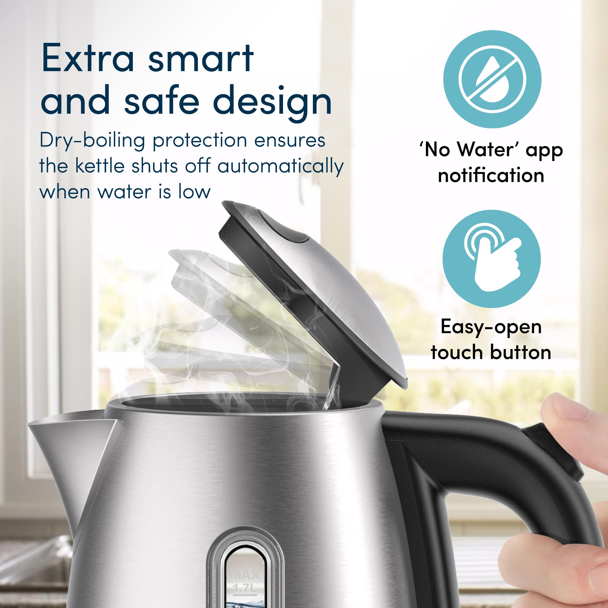 Alexa Smart Kettle 1.7L - Voice Controlled Stainless Steel Electric Kettle with Adjustable Temperature & Keep Warm Function | Energy Efficient, BPA-Free Smart Home Appliance | Perfect for Coffee, Tea & Baby Bottle Warming