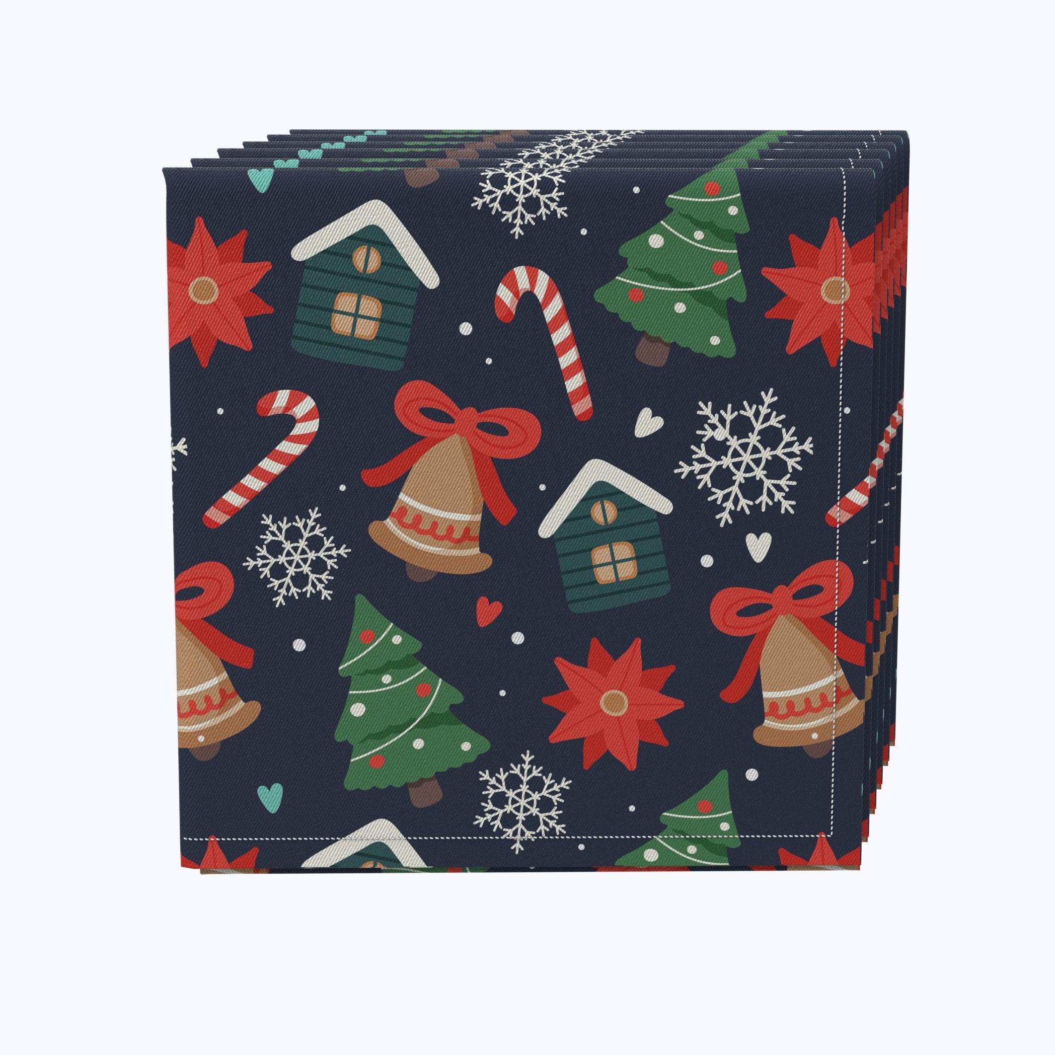 Festive Christmas Cotton Napkins Set of 12 - Holiday Dinner Party Decorations for Table Setting, Family Gatherings & Seasonal Celebrations