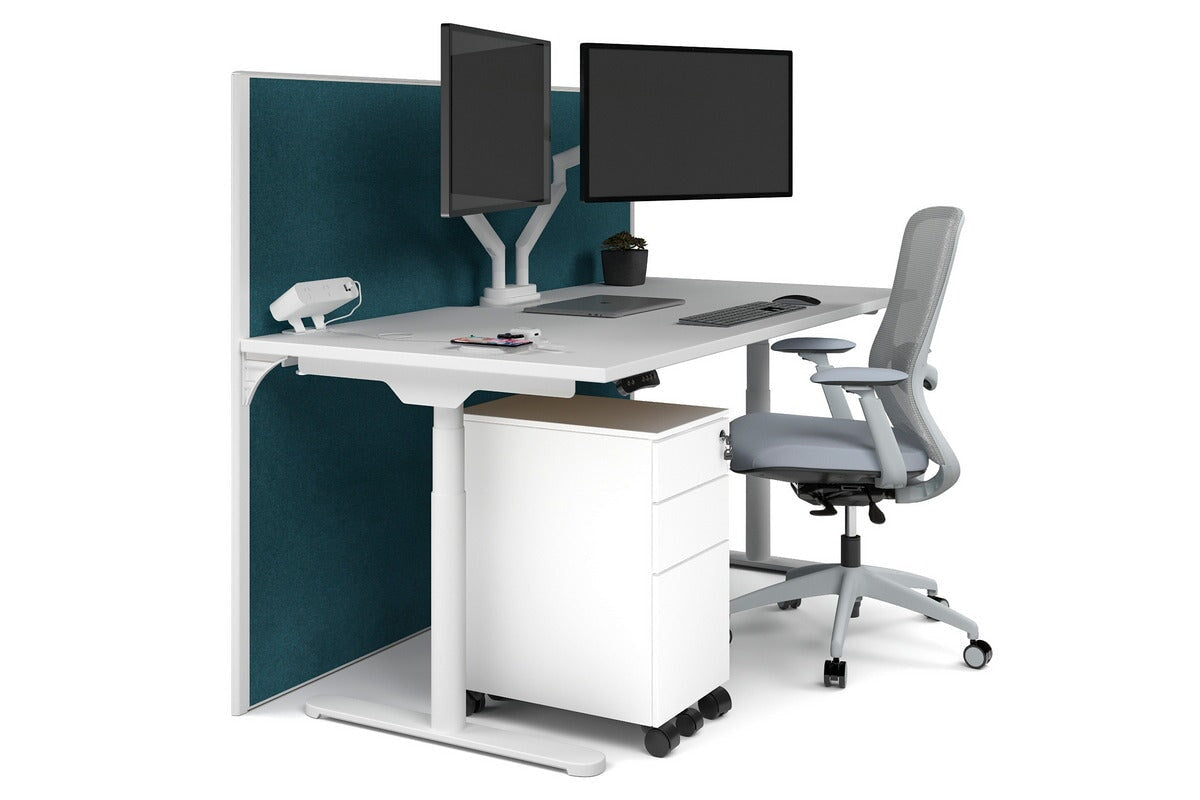 Flexi Premium Height Adjustable Single Workstation Desk - 1600L x 800W with Cable Management Scallop | Ergonomic Standing Desk for Home Office & Workspace
