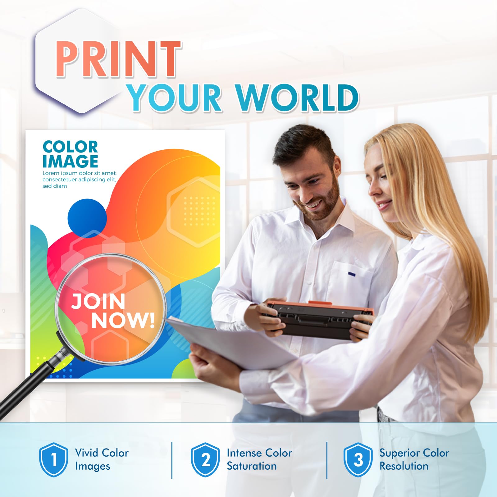 HP 410A Toner 4-Pack - Compatible Replacement for CF410A CF411A CF412A CF413A - Black, Cyan, Yellow, Magenta - Works with HP Color LaserJet Pro MFP M477fnw M477fdw M477fdn M452dn M452nw M477 M377 M452 Series - Perfect for Office Printing & High-Volume Documents