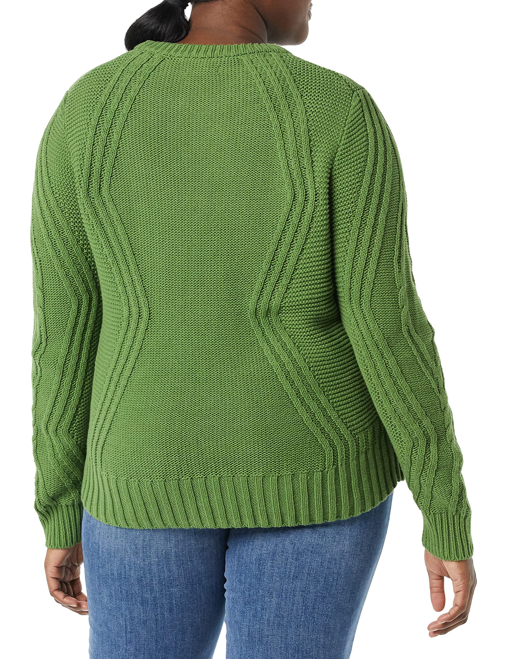 Amazon Essentials Women's 100% Cotton Crewneck Cable Knit Sweater - Cozy Winter Pullover for Casual Outfits & Office Wear
