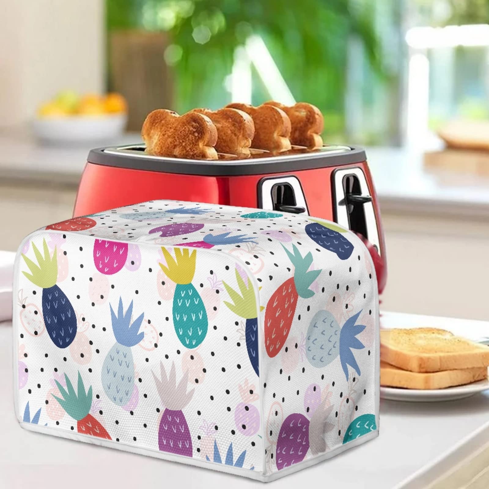 Pineapple Print Toaster Cover - Stain Resistant & Heat Resistant Bread Maker Protector - Anti Fingerprint Kitchen Organizer for Home - Perfect for Breakfast Countertop & Small Appliance Storage