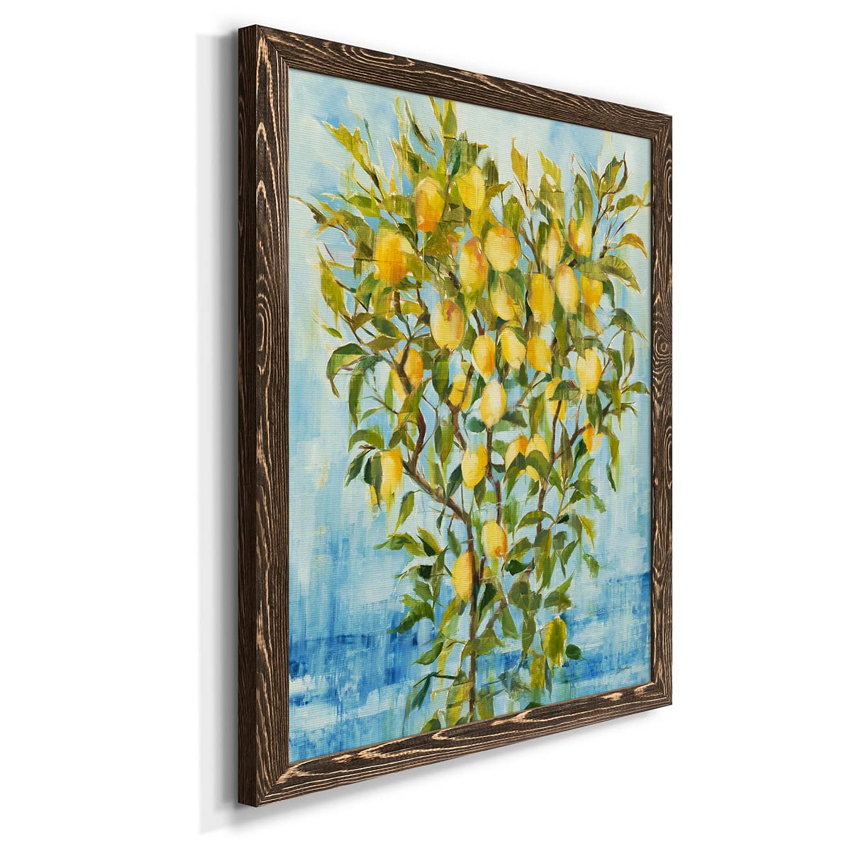 Abstract Geometric Bohemian Country Lemonade Walnut Framed Canvas Wall Art - 17x20 Inches - Modern Home Décor for Living Room, Bedroom & Office