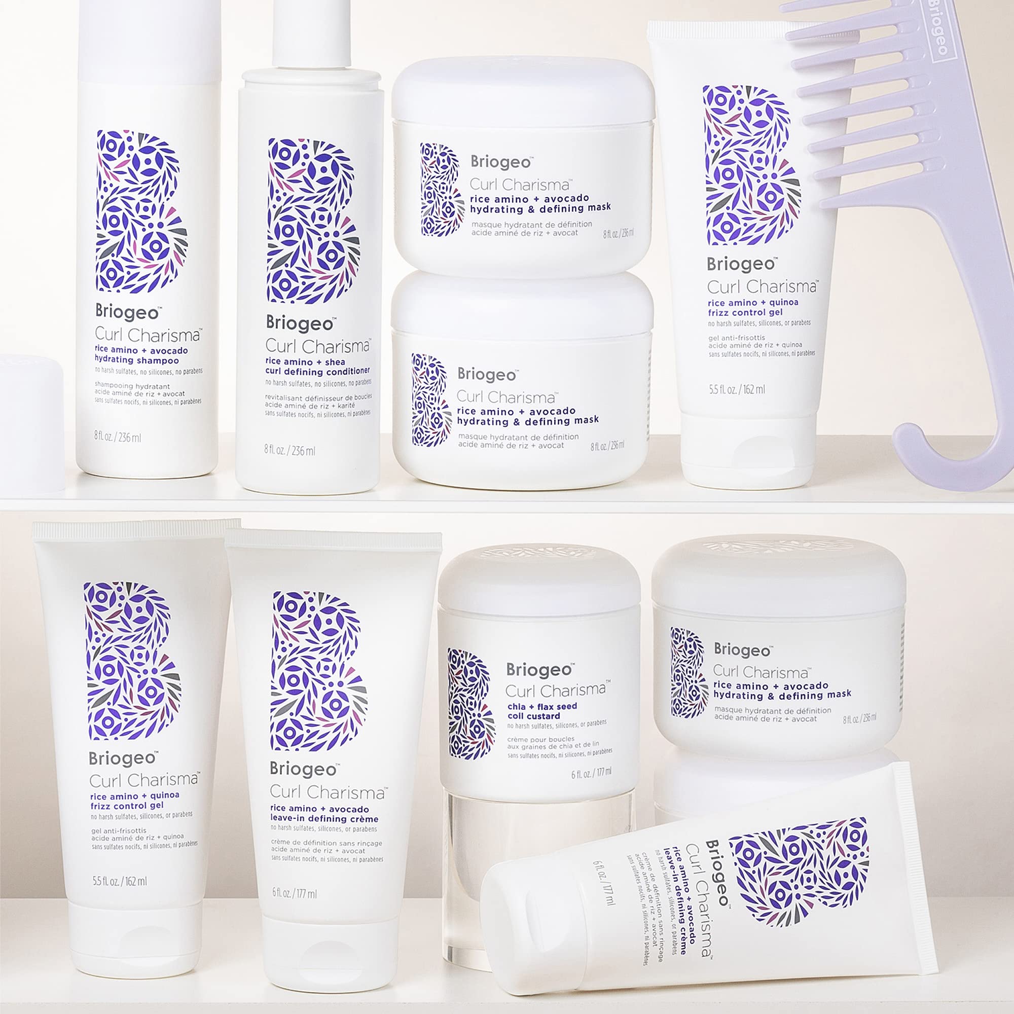 Briogeo Curl Charisma Rice Amino + Avocado Leave-In Defining Cream for Wavy, Curly, Coily Hair - Anti-Frizz Styling Moisturizer with Hydration Boost - Vegan & Cruelty-Free Hair Care - Perfect for Daily Frizz Control & Defined Curls