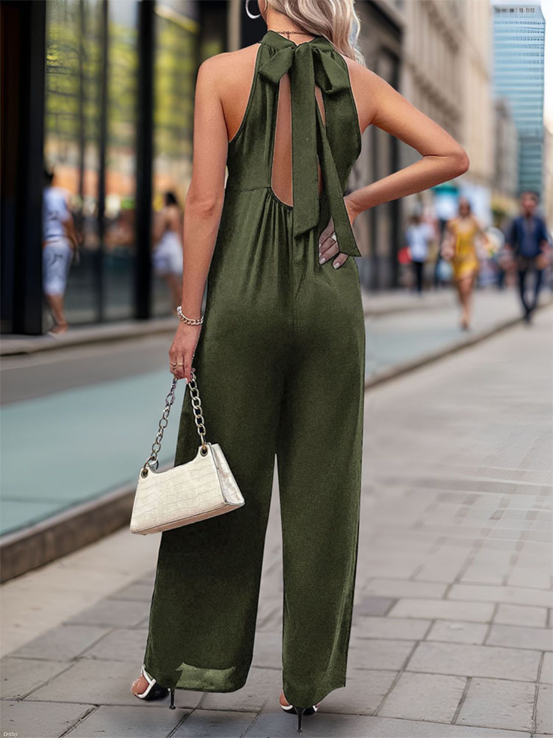 Stylish Grecian Wide Leg Jumpsuit for Women - Flowy Boho Romper with Elastic Waist | Perfect for Summer Vacations, Beach Outings & Casual Chic Outfits