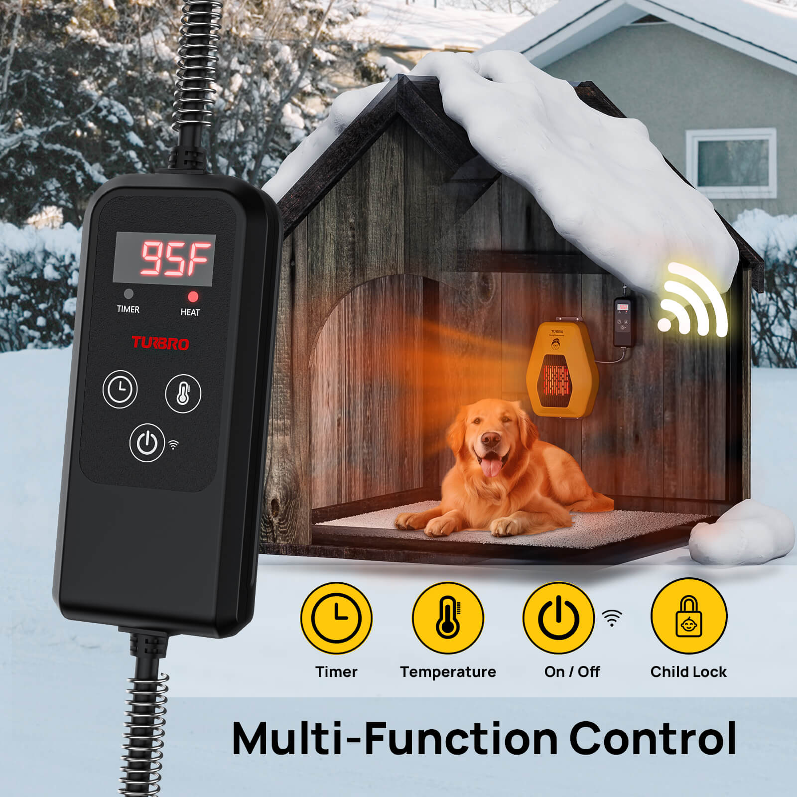 DH800A Dog House Heater - 500W Safe & Energy Efficient Pet Heater for Outdoor Dog Houses, Kennels & Shelters - Ideal for Winter Use in Cold Climates
