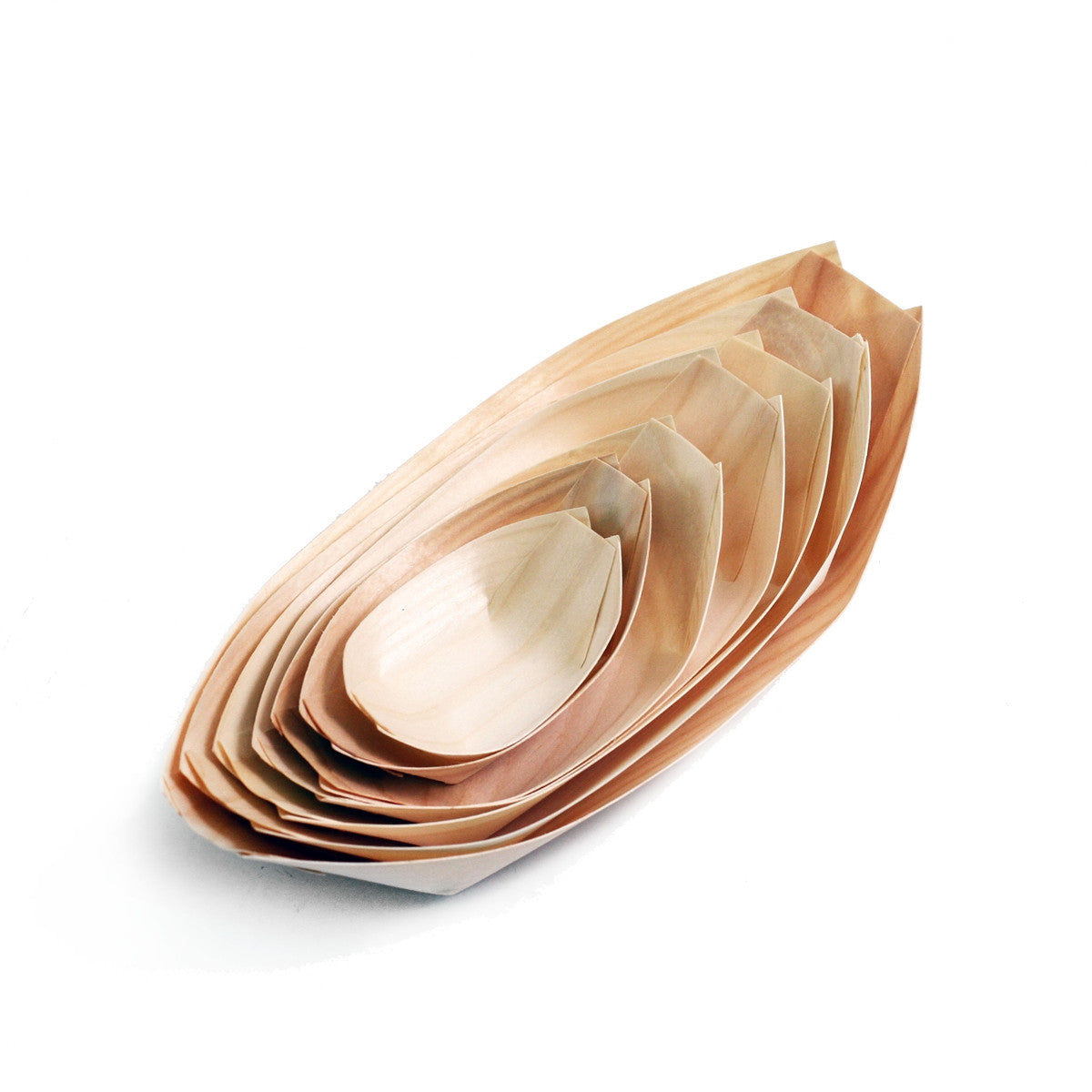 Eco-Friendly Biodegradable Poplar Wood Boat Serving Tray - 8.5 Inch - Pack of 100 - Perfect for Party Snacks, Appetizers, and Catering Events
